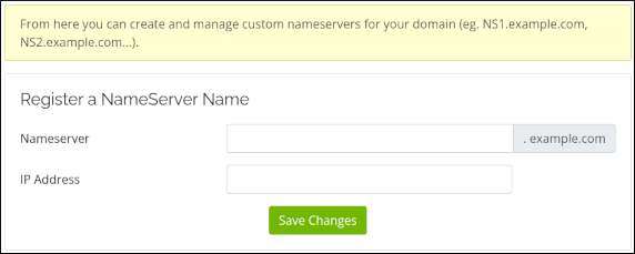 Customer Portal - Domains - Private Namservers - Register