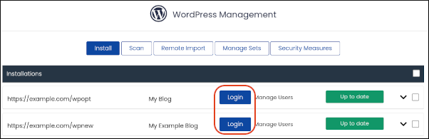 Softaculous - WordPress Manager - Login