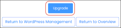 Softaculous - WordPress Manager - Upgrade button